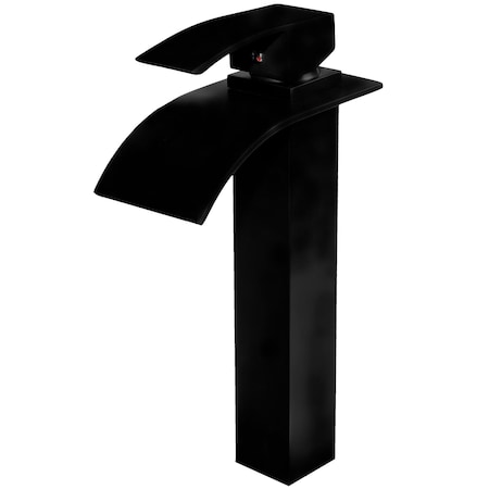 Novatto ECLIPSE Watersense Single Lever Waterfall Vessel Faucet, Matte Black GF-136MBWS